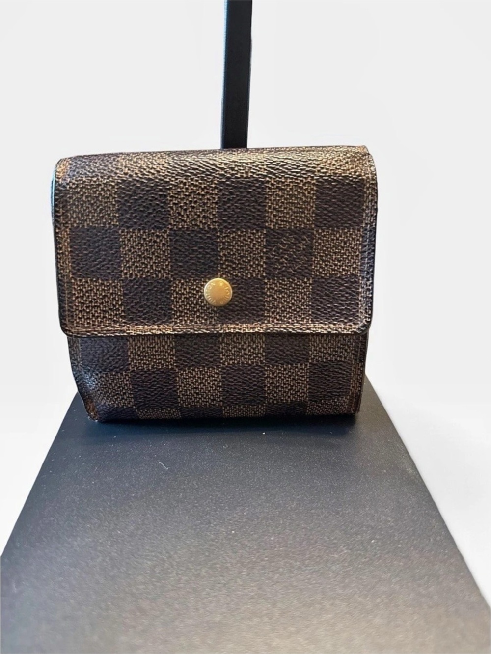Louis Vuitton Authentic Damier Ebene Bifold Compact Snap Wallet